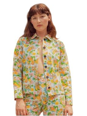Big Bud Press Work Chore Jacket Butterfly Bash Print Unisex Size M